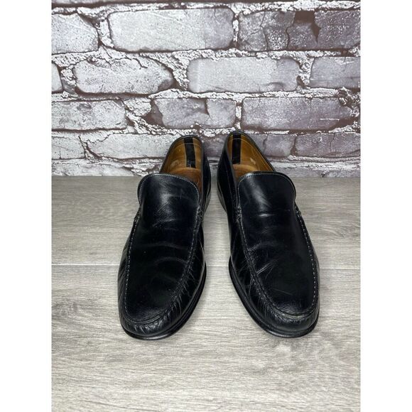 Santoni Black Leather Moc Toe Slip On Dress Loafers Shoes Men’s Sz 9.5D US/43EU main image 13